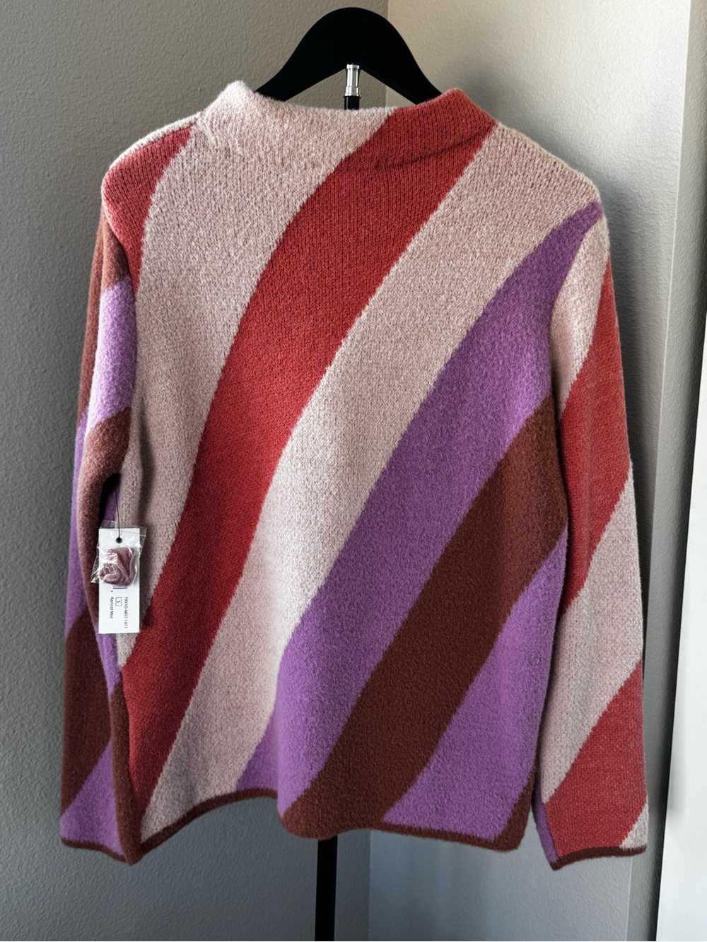Striped Crewneck Sweater in Pink, Lavender & Rust - Picture 2 of 6
